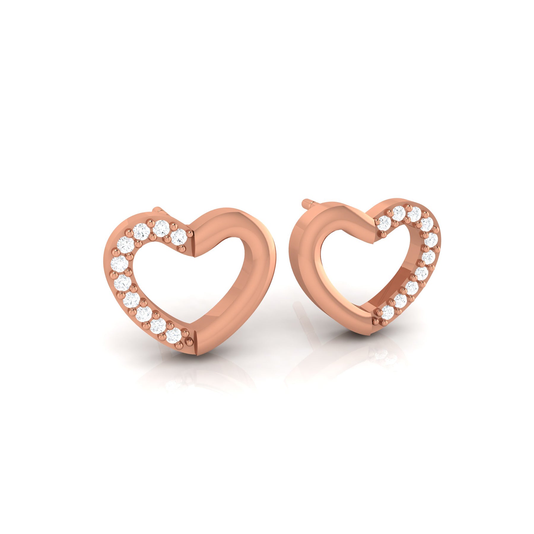 Rose Gold Stud Earrings with Lab Grown Diamonds Virja