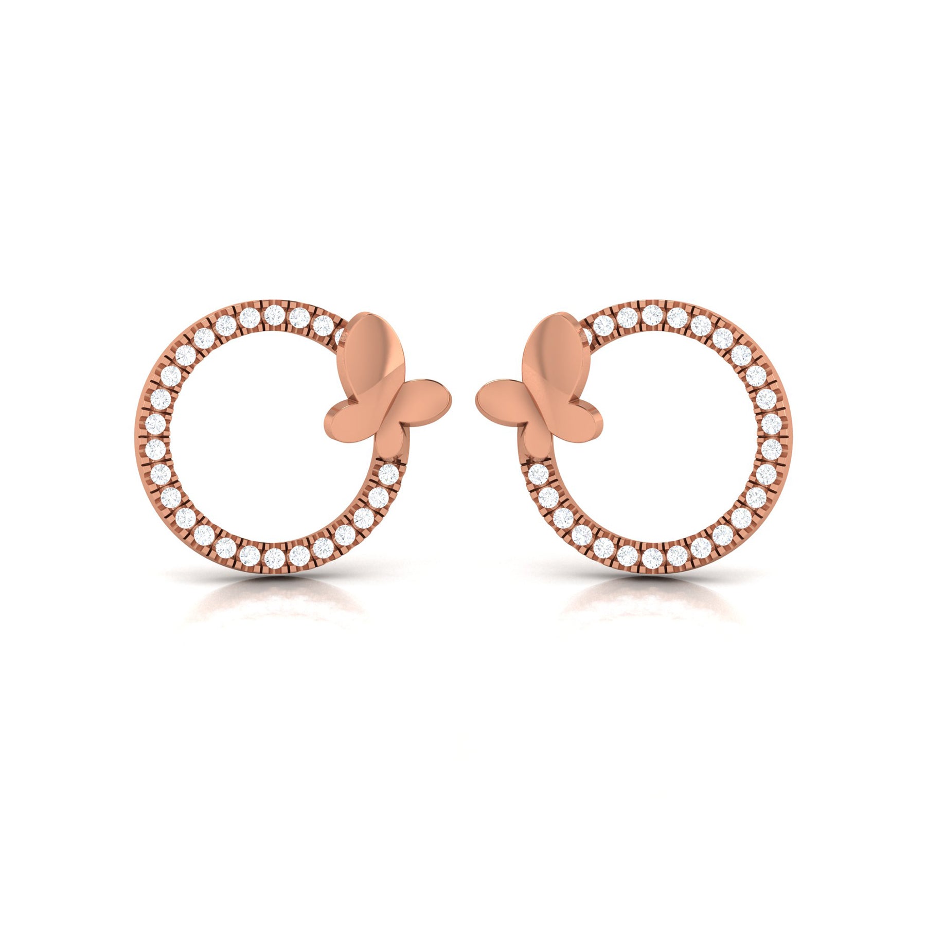 Rose Gold Casual Wear Earrings with Lab Grown Diamonds Virja