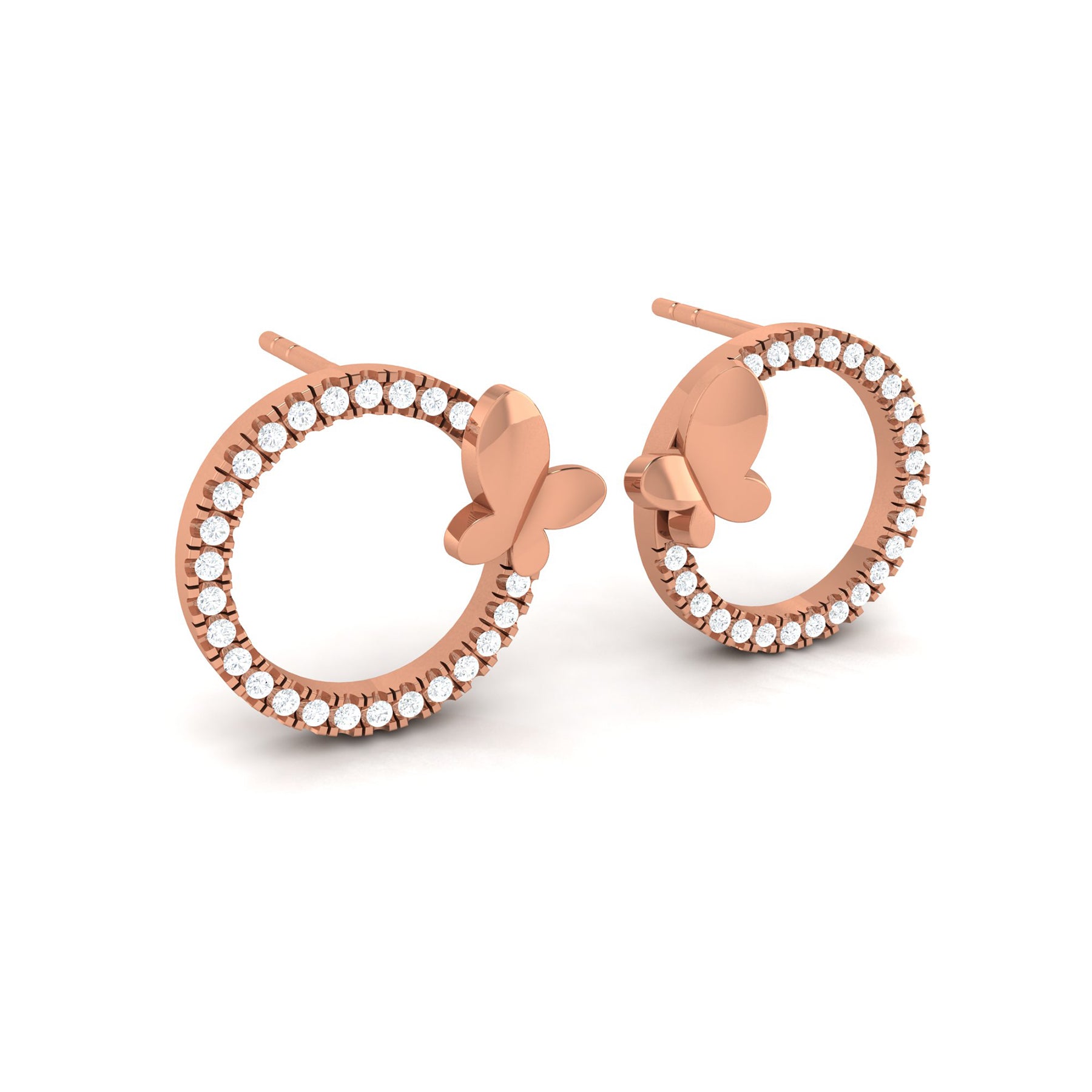 Rose Gold Casual Wear Earrings with Lab Grown Diamonds Virja