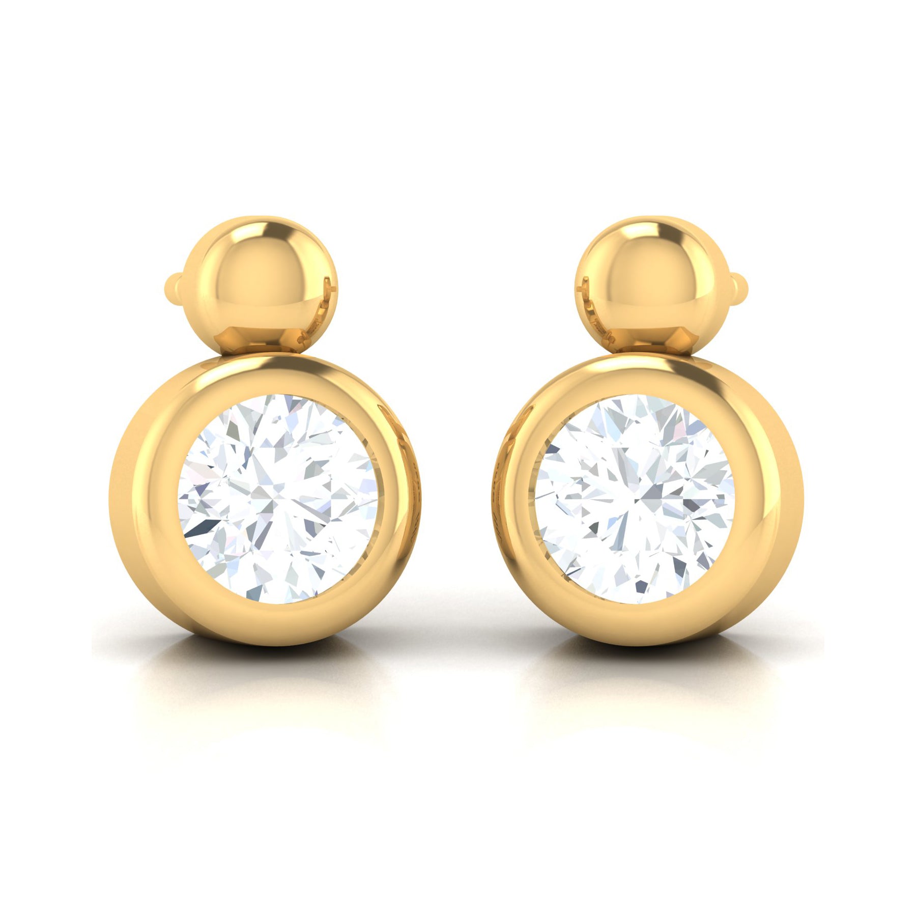 Gold Ball Earrings with Lab Grown Diamonds Virja