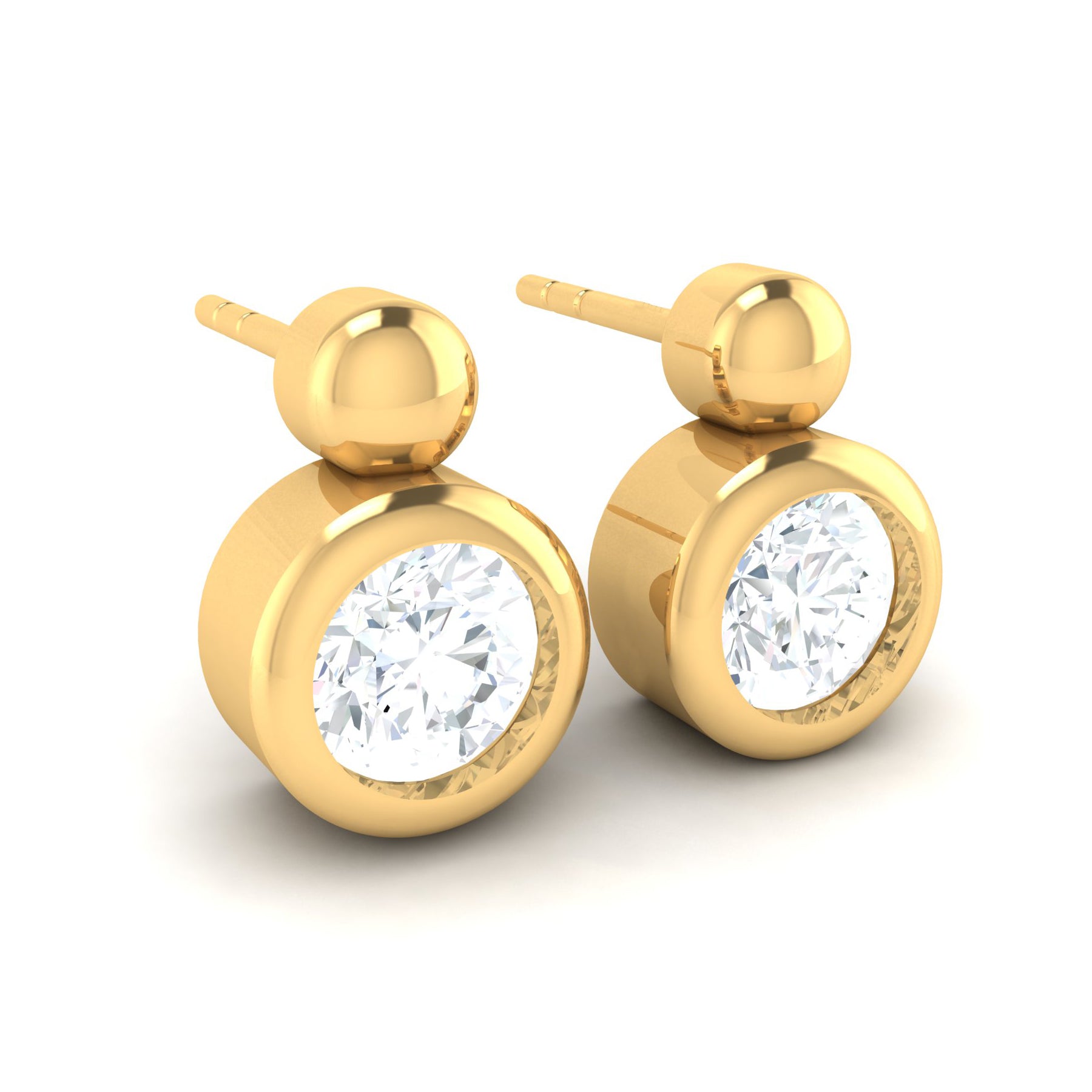 Gold Ball Earrings with Lab Grown Diamonds Virja