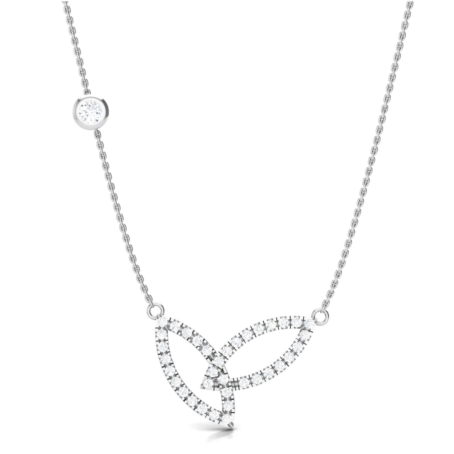 White Gold Leaf Necklace with Lab Grown Diamonds Virja