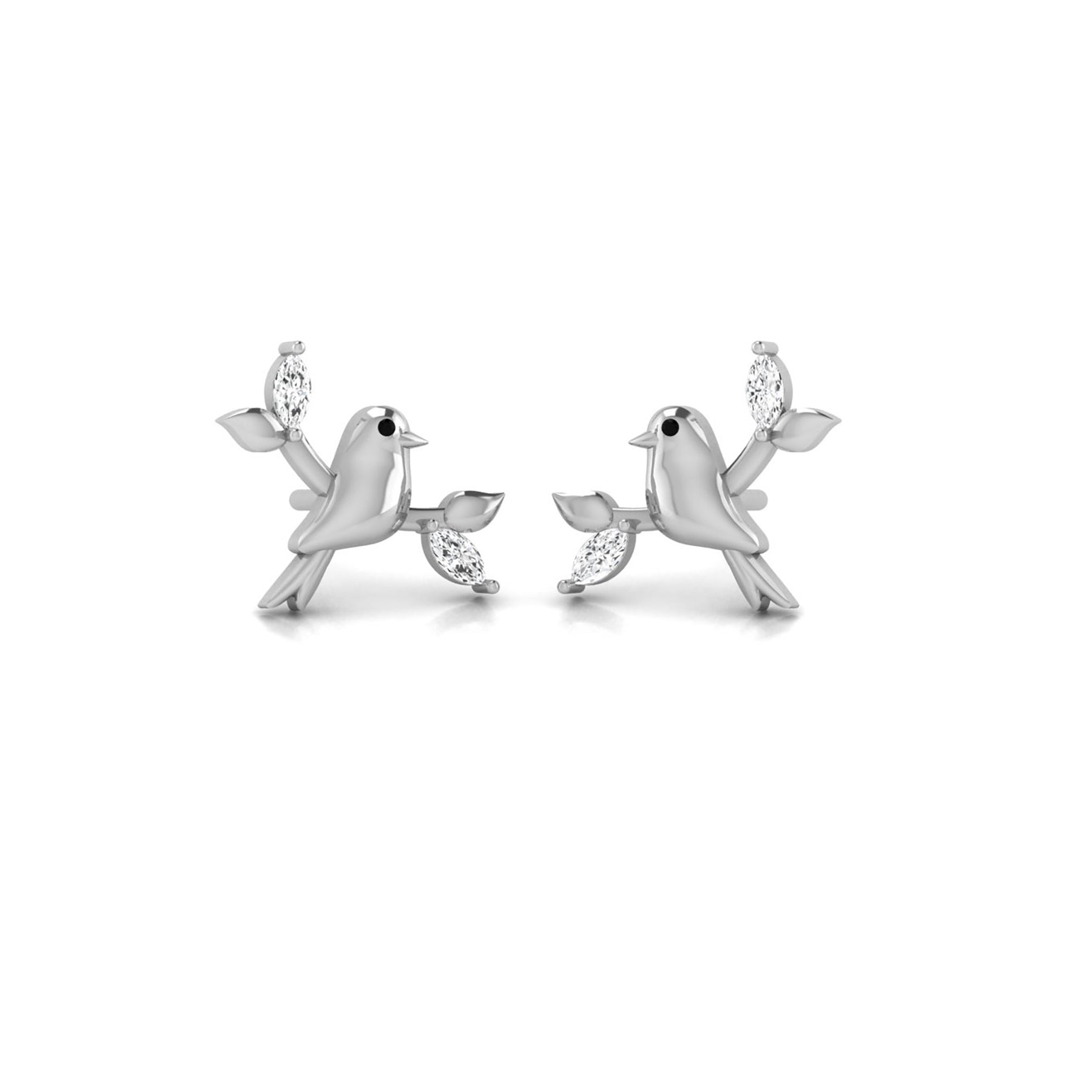 White Gold Kids Sparrow Earrings with Lab Grown Diamonds Virja