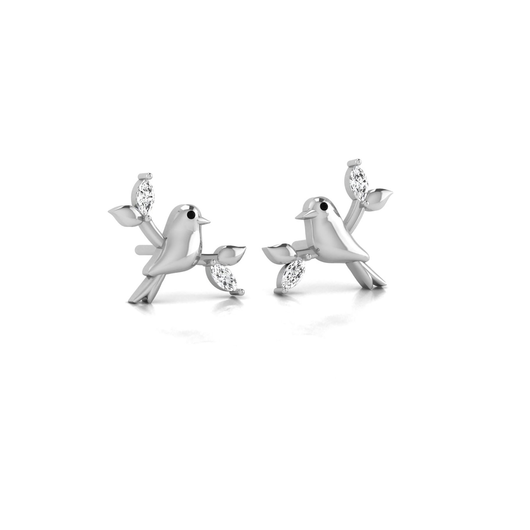 White Gold Kids Sparrow Earrings with Lab Grown Diamonds Virja