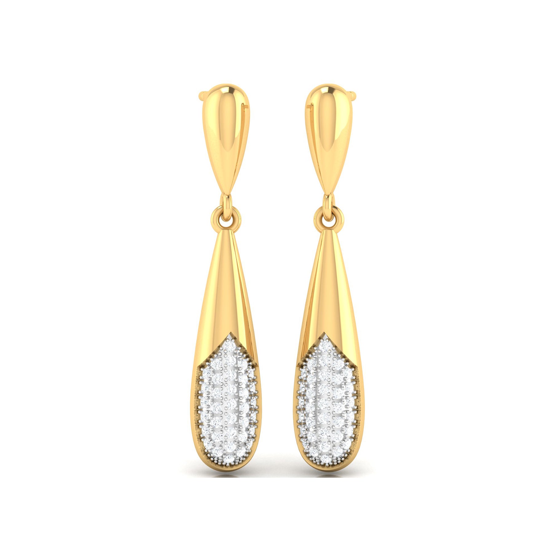 Yellow Gold Casual Wear Earrings with Lab Grown Diamonds Virja