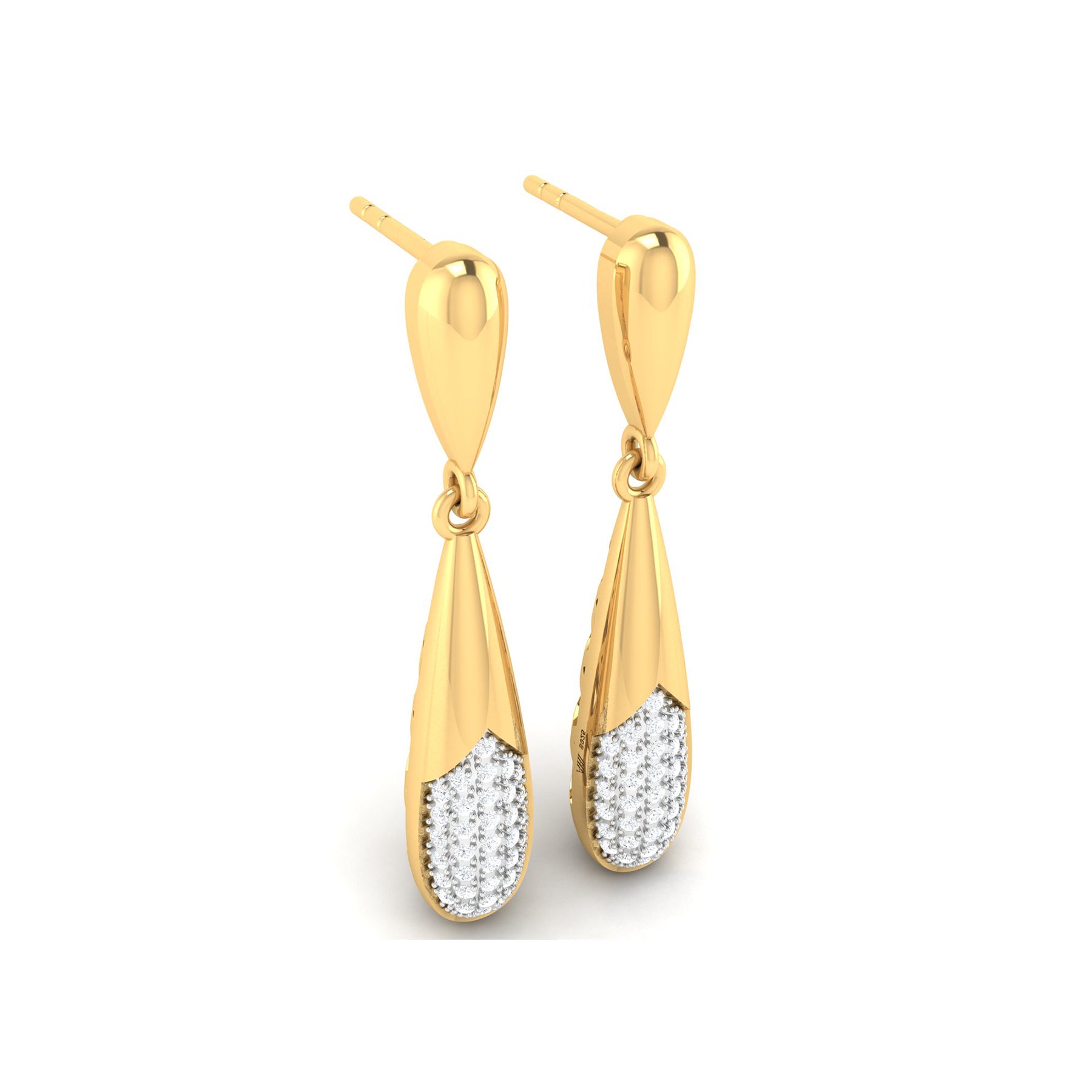 Yellow Gold Casual Wear Earrings with Lab Grown Diamonds Virja