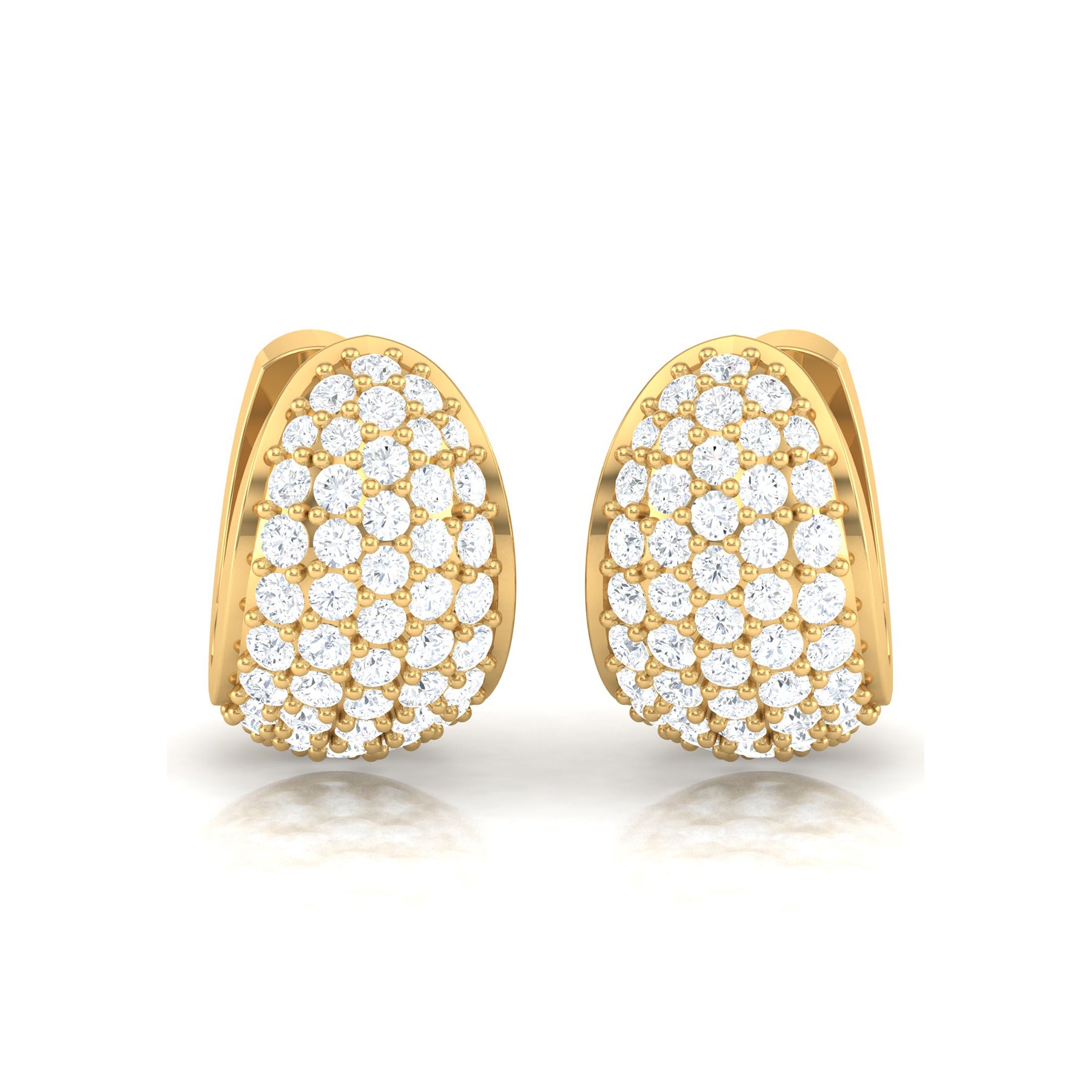 Party Wear Yellow Gold Hoop Earrings with Lab Grown Diamonds Virja