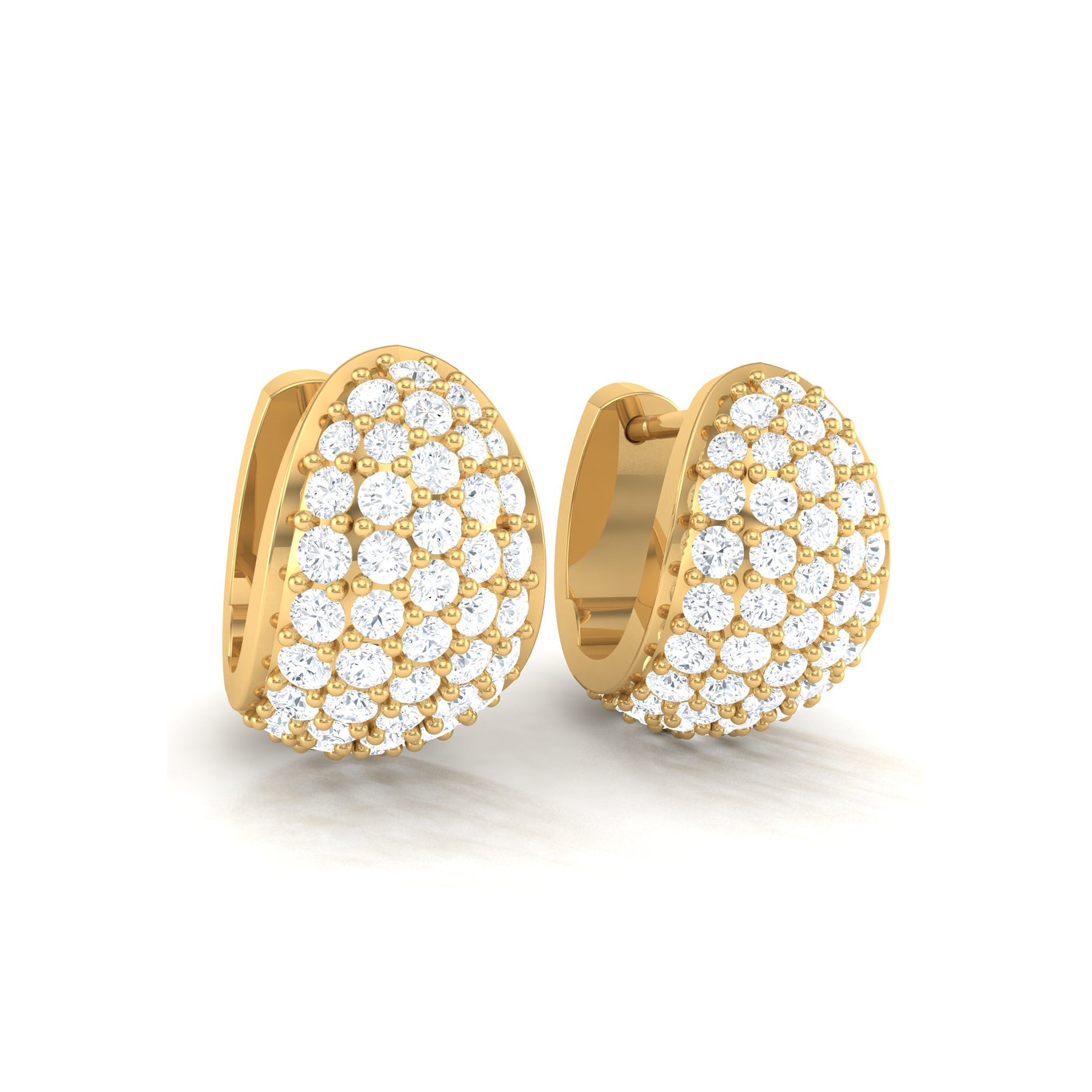 Party Wear Yellow Gold Hoop Earrings with Lab Grown Diamonds Virja