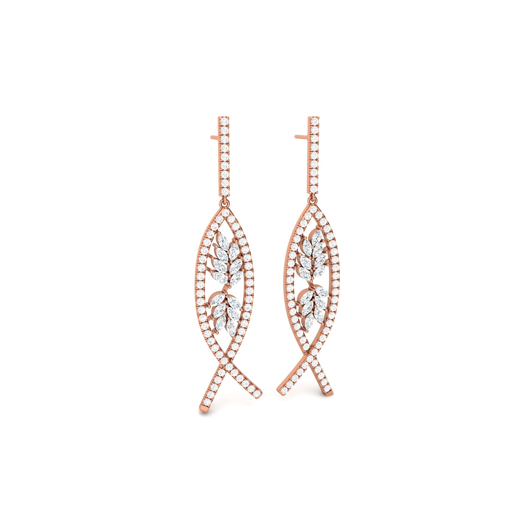 Rose Gold Party Wear Earrings with Lab Grown Diamonds Virja