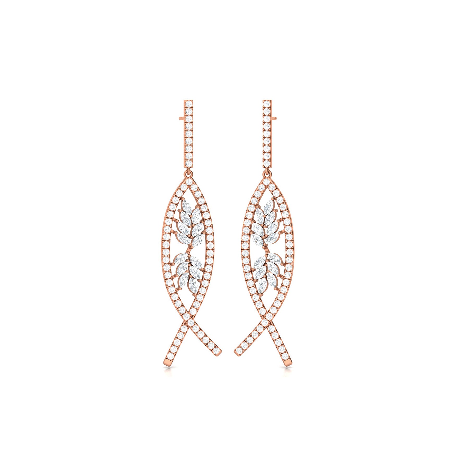 Rose Gold Party Wear Earrings with Lab Grown Diamonds Virja