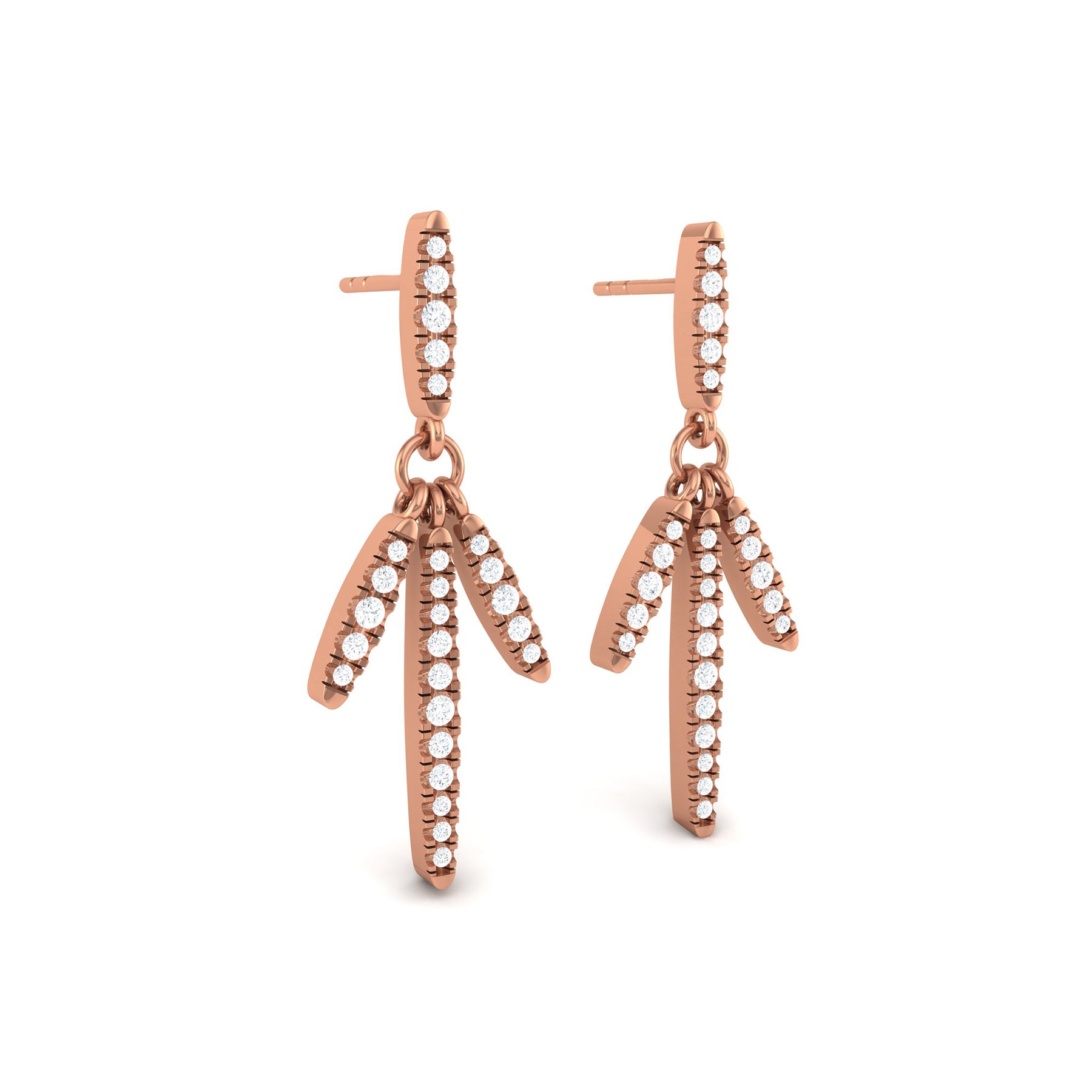 Casual Wear Rose Gold Stud Earrings with Lab Grown Diamonds Virja