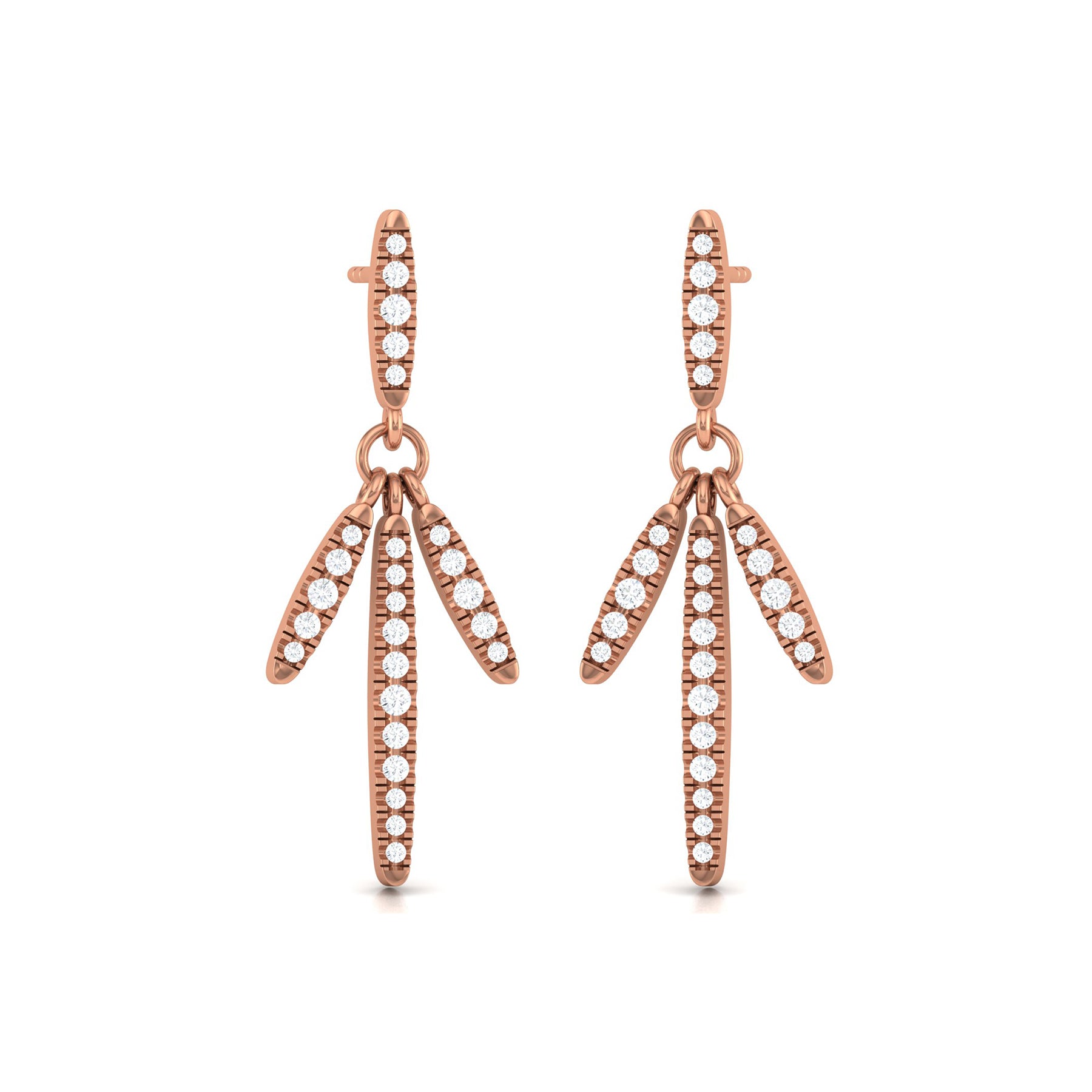 Casual Wear Rose Gold Stud Earrings with Lab Grown Diamonds Virja