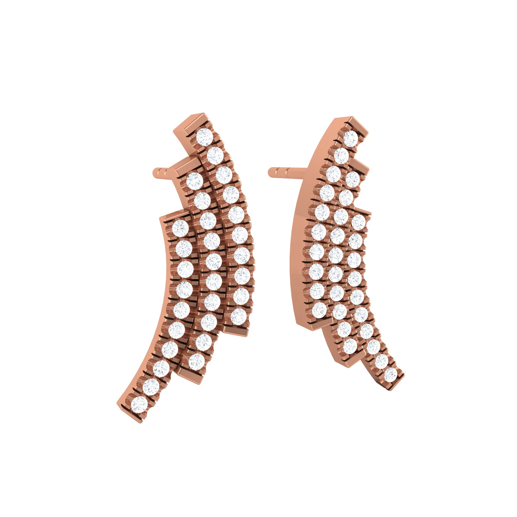 Rose Gold Party Wear Stud Earrings with Lab Grown Diamonds Virja