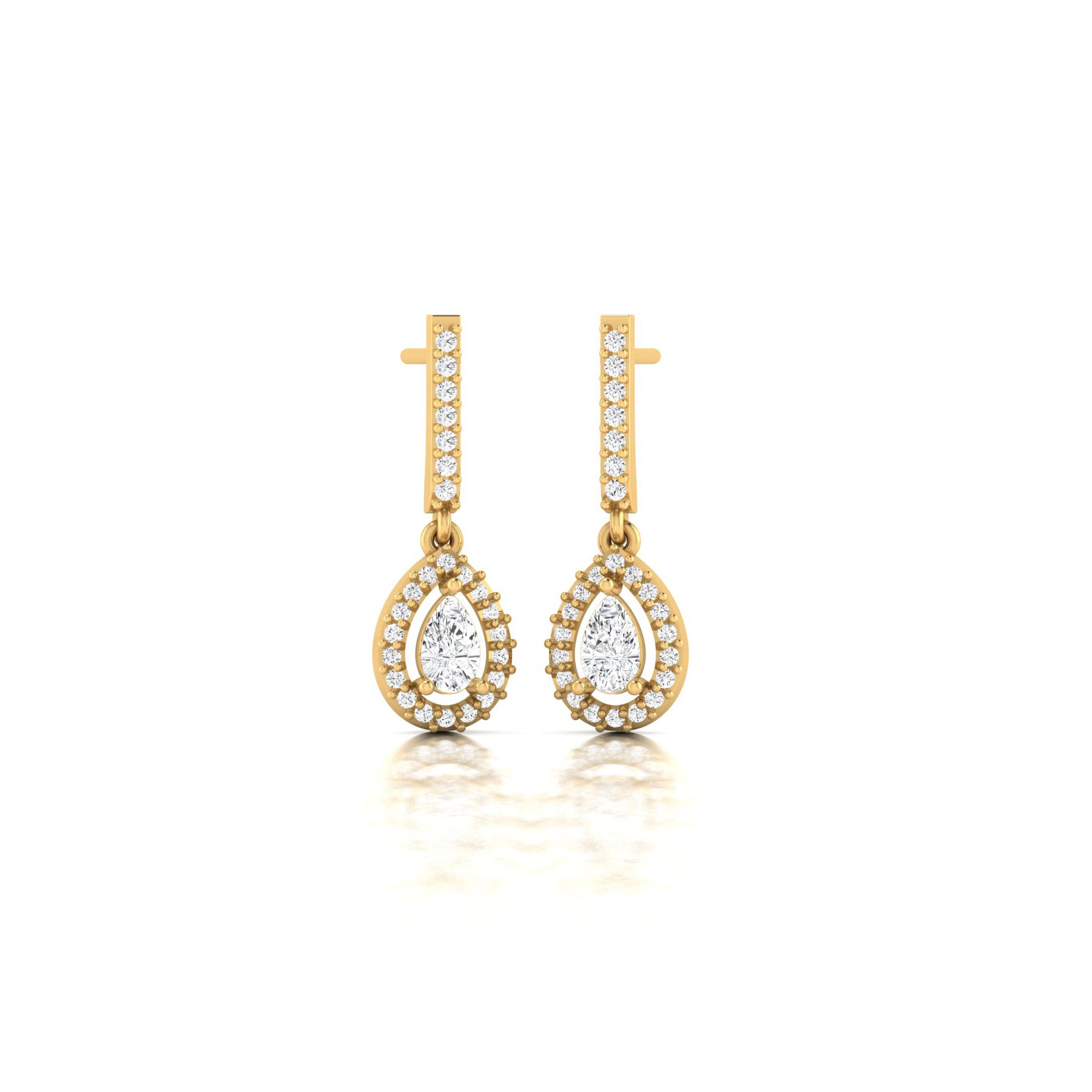 Marriage Wear Yellow Gold Dangle Earrings with Lab Grown Diamonds Virja