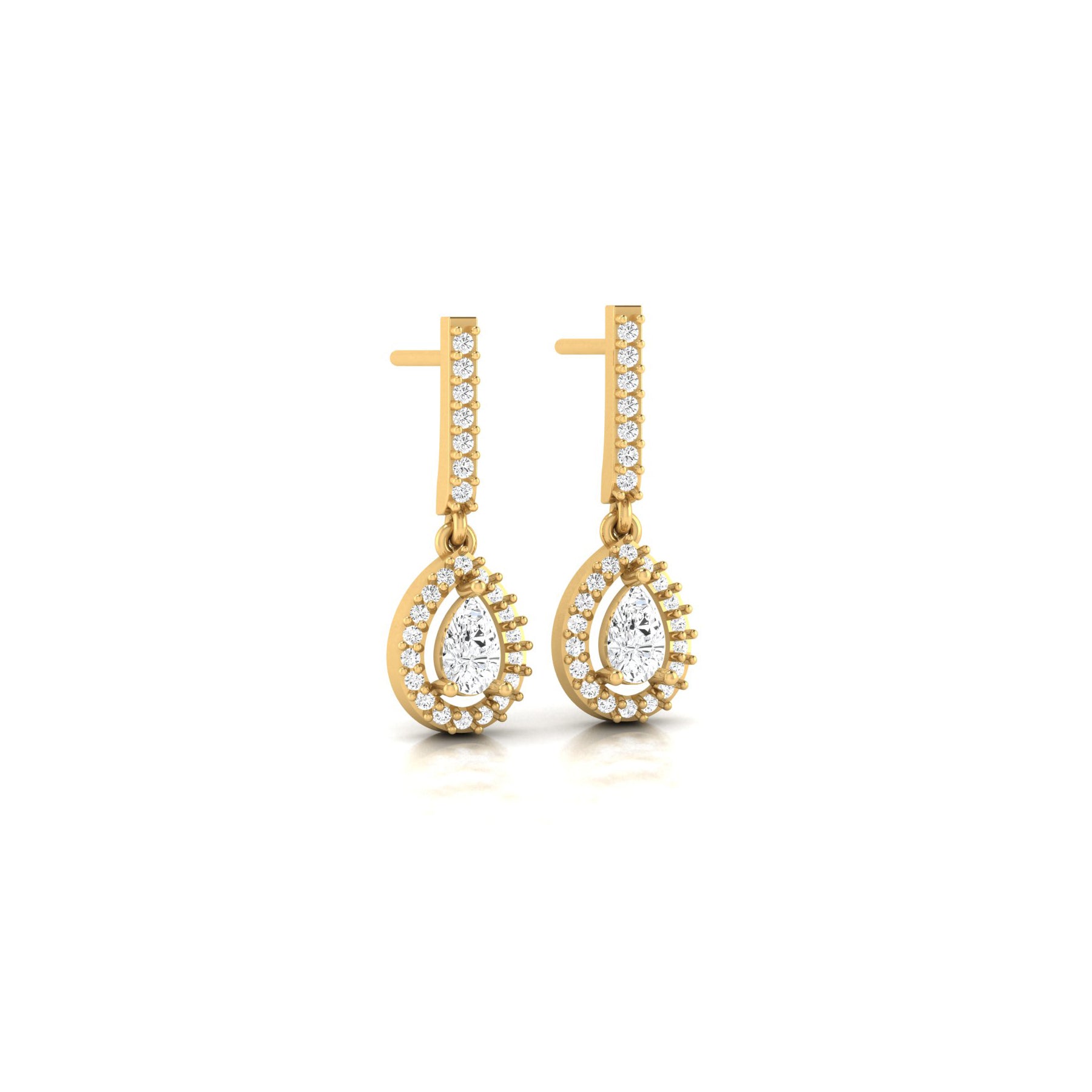 Marriage Wear Yellow Gold Dangle Earrings with Lab Grown Diamonds Virja