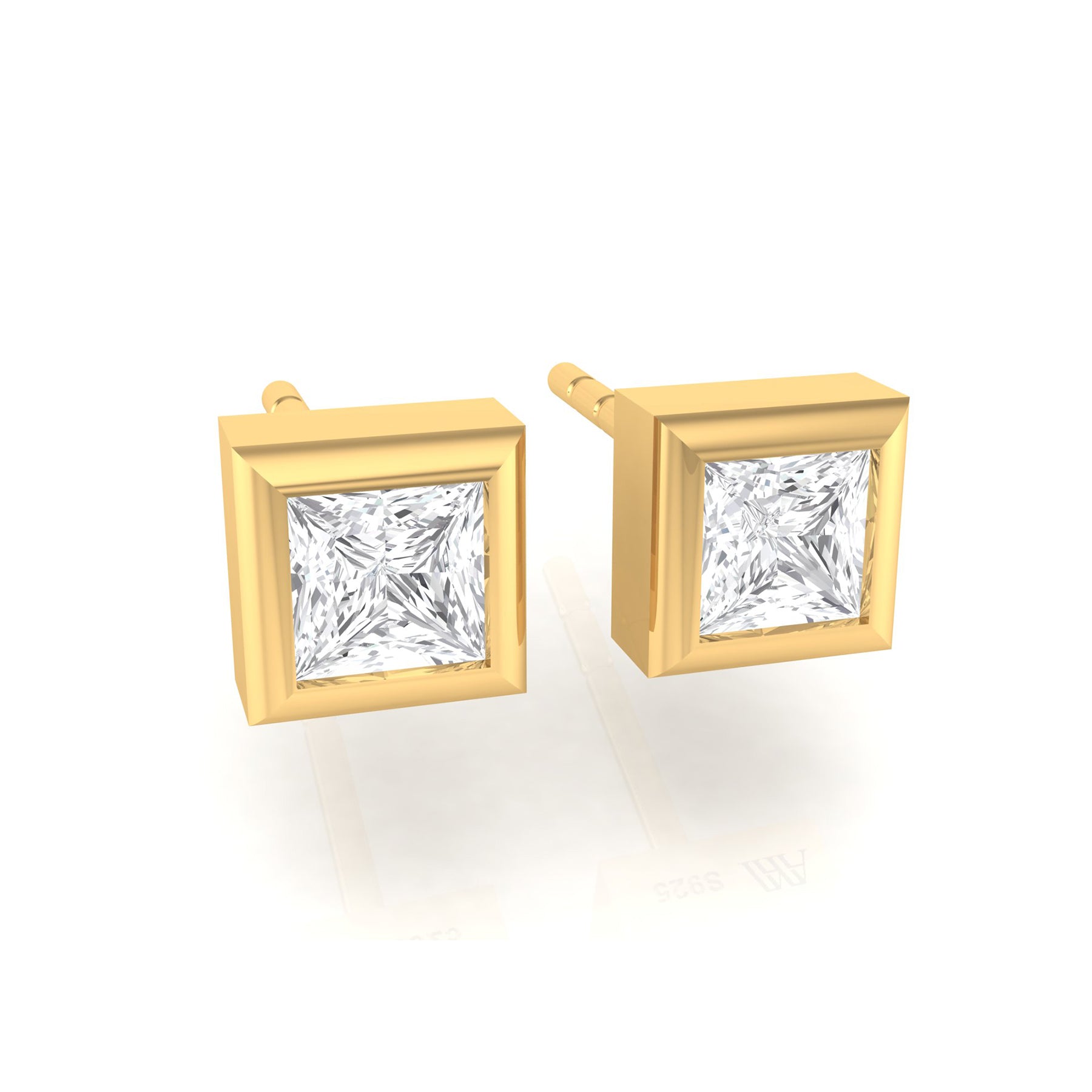 Yellow Gold Stud Earrings with Lab Grown Diamonds Virja