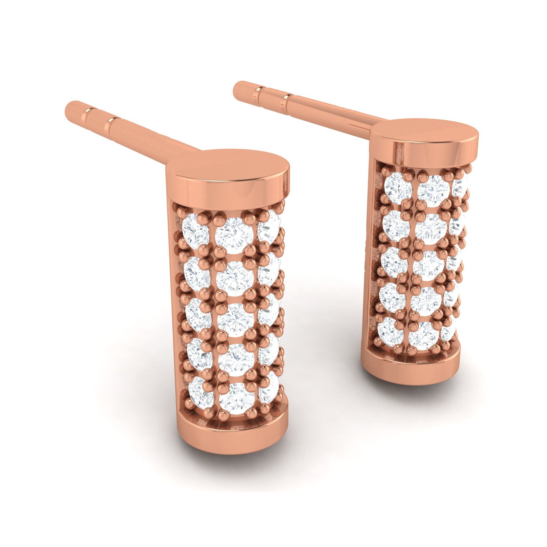 Rose Gold Stud Earrings with Lab Grown Diamonds Virja