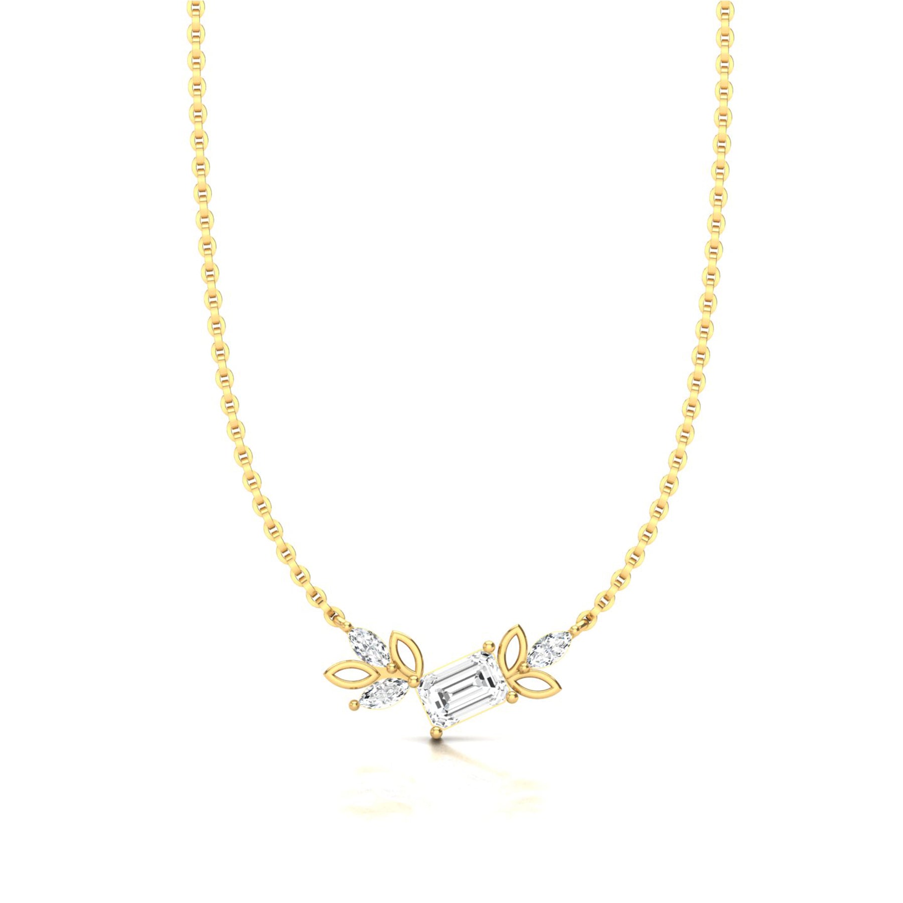 Party Wear Yellow Gold Necklace with Lab Grown Diamonds Virja