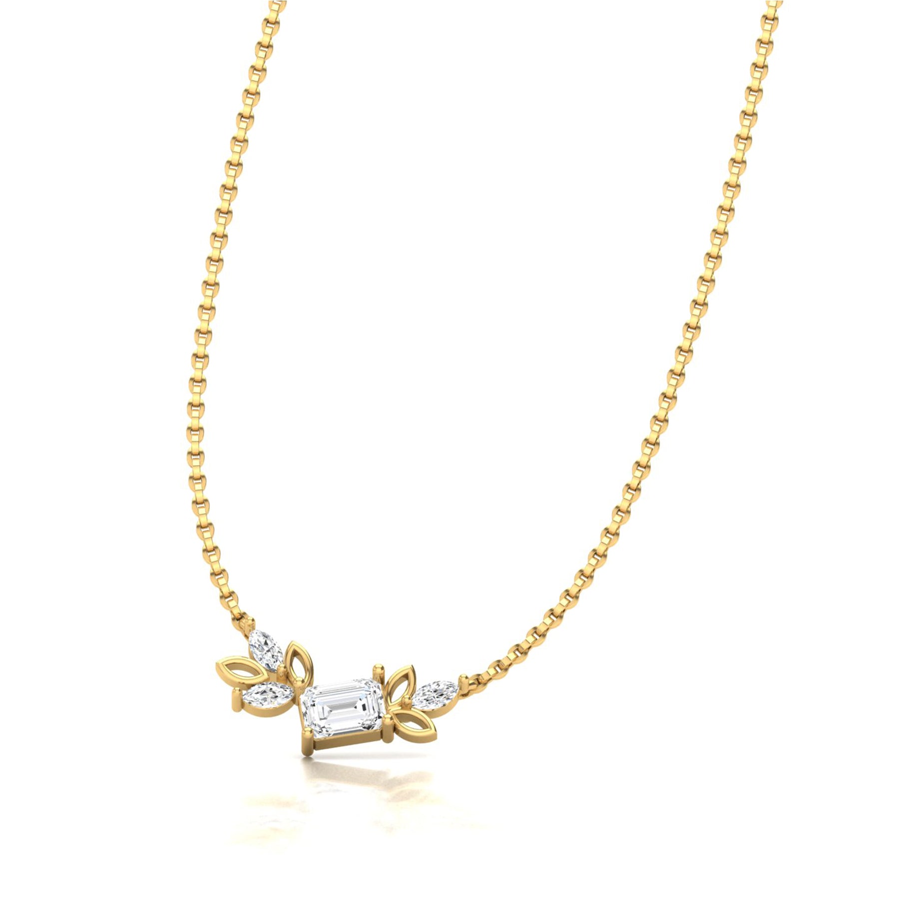 Party Wear Yellow Gold Necklace with Lab Grown Diamonds Virja
