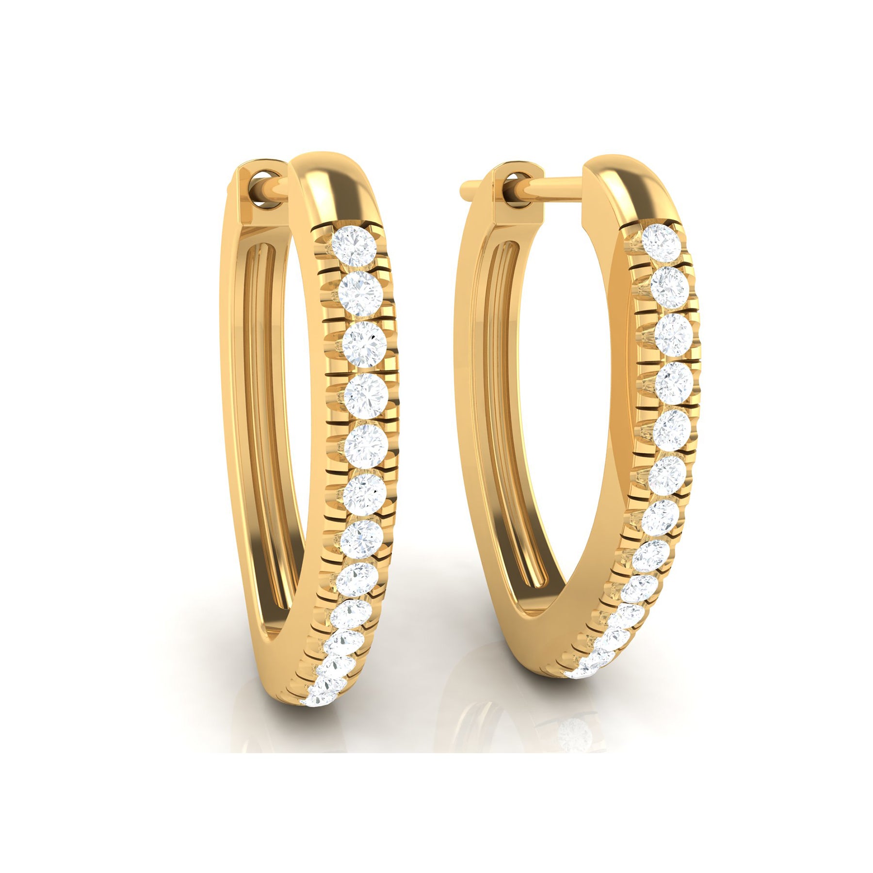 Yellow Gold Hoop Earing with Lab Grown Diamonds Virja