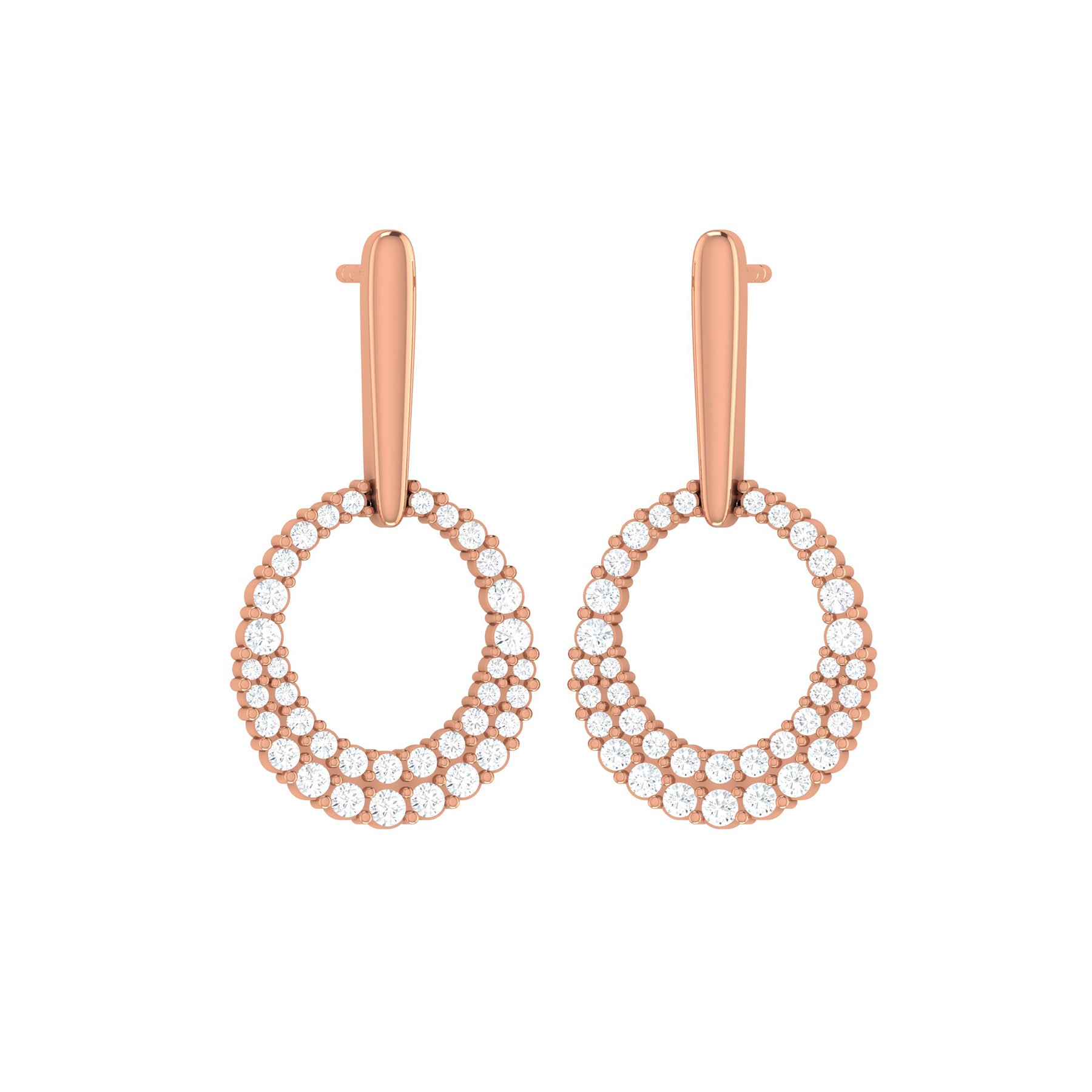 Party Wear Rose Gold Hoop Earrings with Lab Grown Diamonds Virja