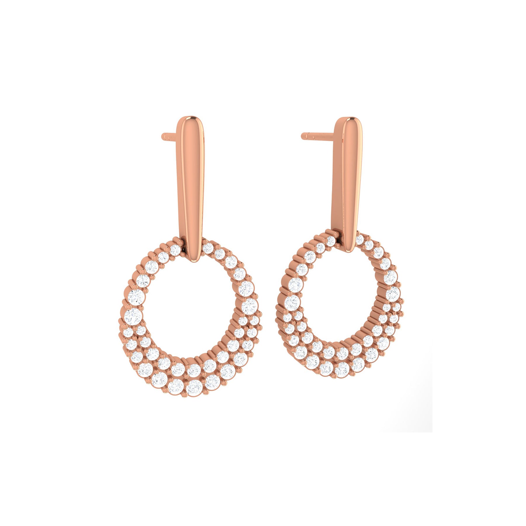 Party Wear Rose Gold Hoop Earrings with Lab Grown Diamonds Virja
