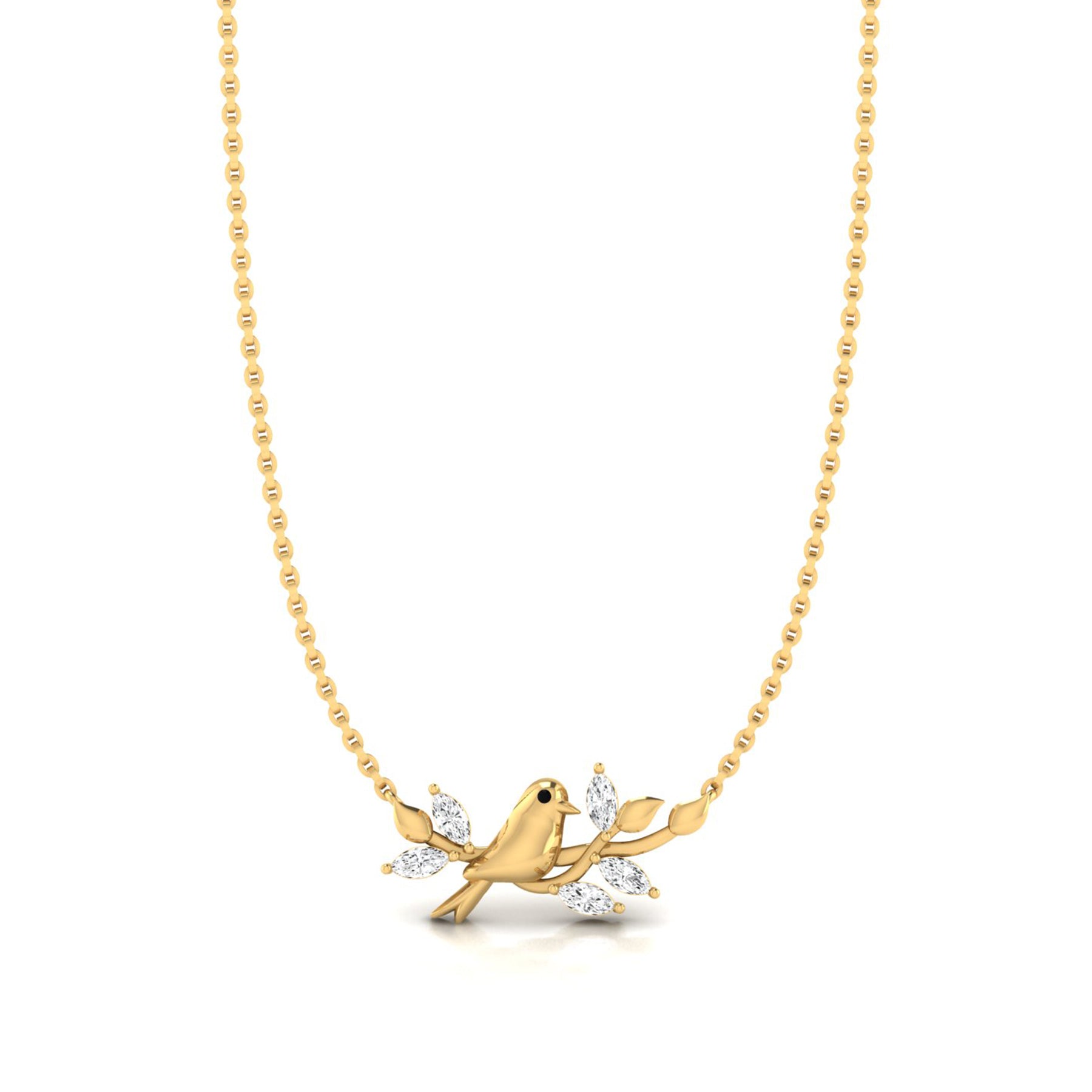 Gold Casual Wear Necklace with Lab Grown Diamonds Virja