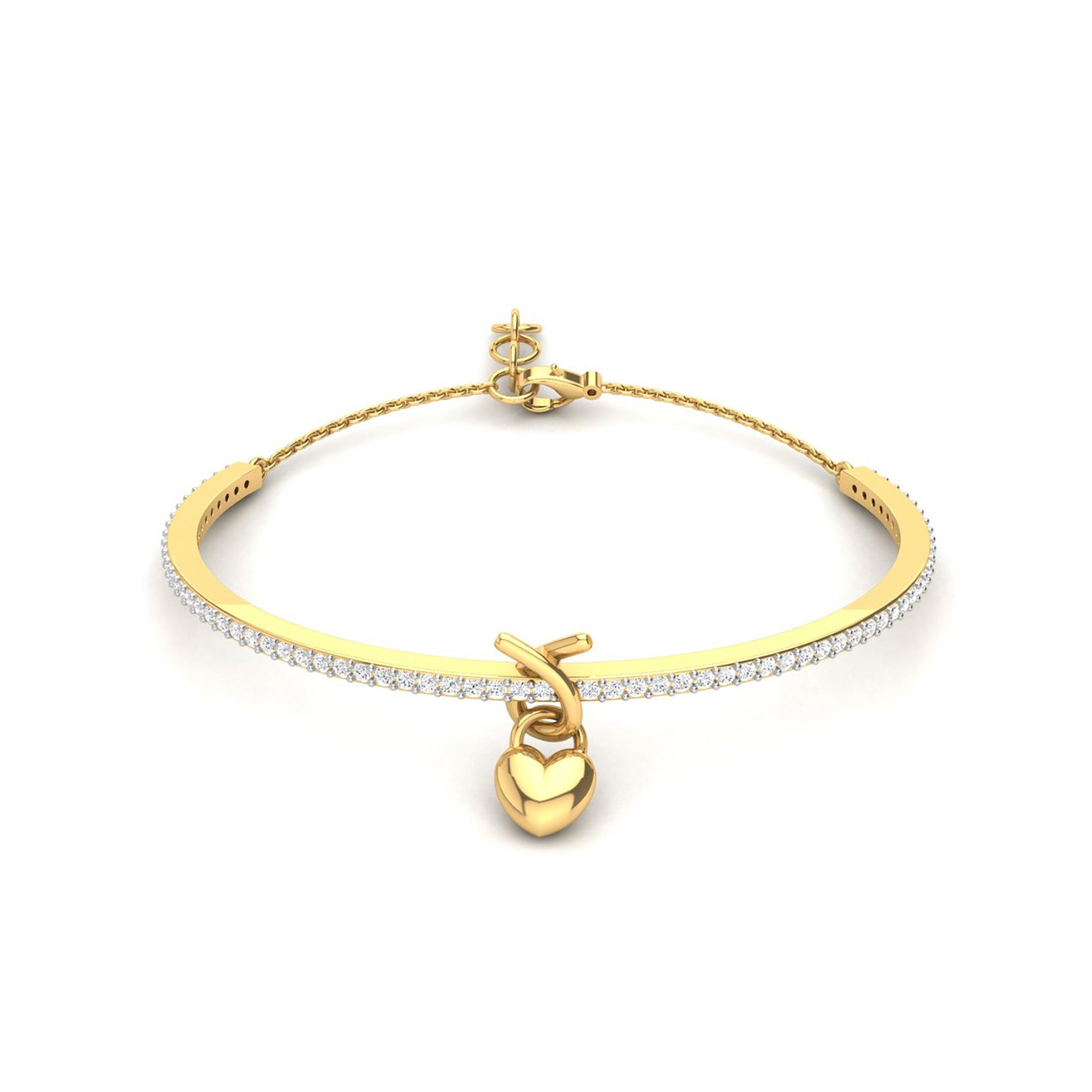 Gold Bangle Bracelet with Lab Grown Diamonds Virja