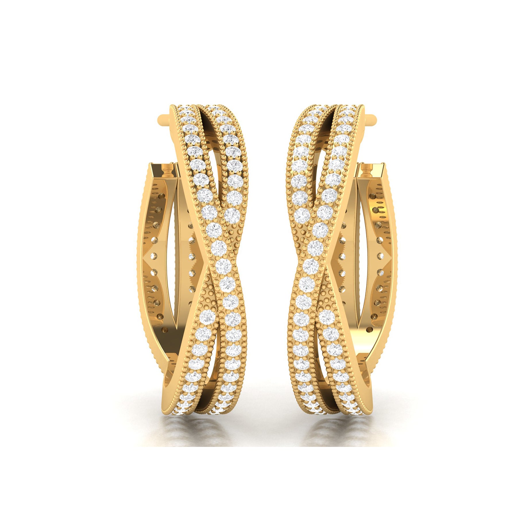 Ethnic Yellow Gold Earrings with Lab Grown Diamonds Virja