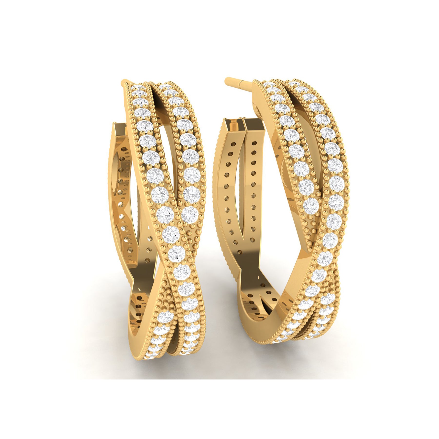 Ethnic Yellow Gold Earrings with Lab Grown Diamonds Virja