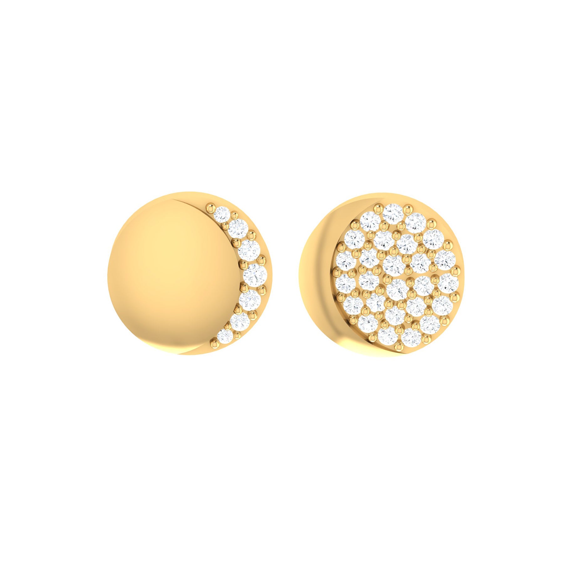 Yellow Gold Daily Wear Stud Earrings with Lab Grown Diamonds Virja