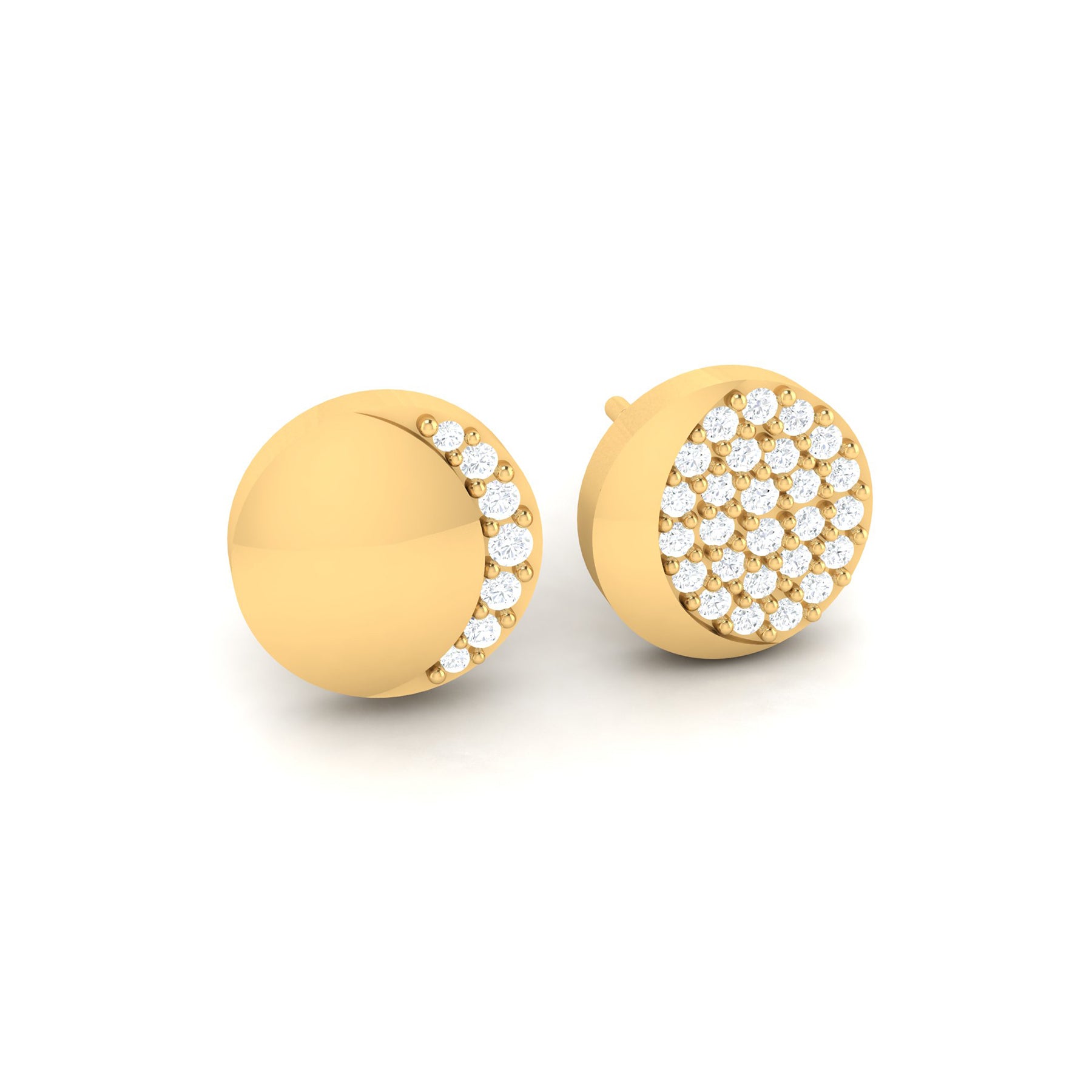 Yellow Gold Daily Wear Stud Earrings with Lab Grown Diamonds Virja